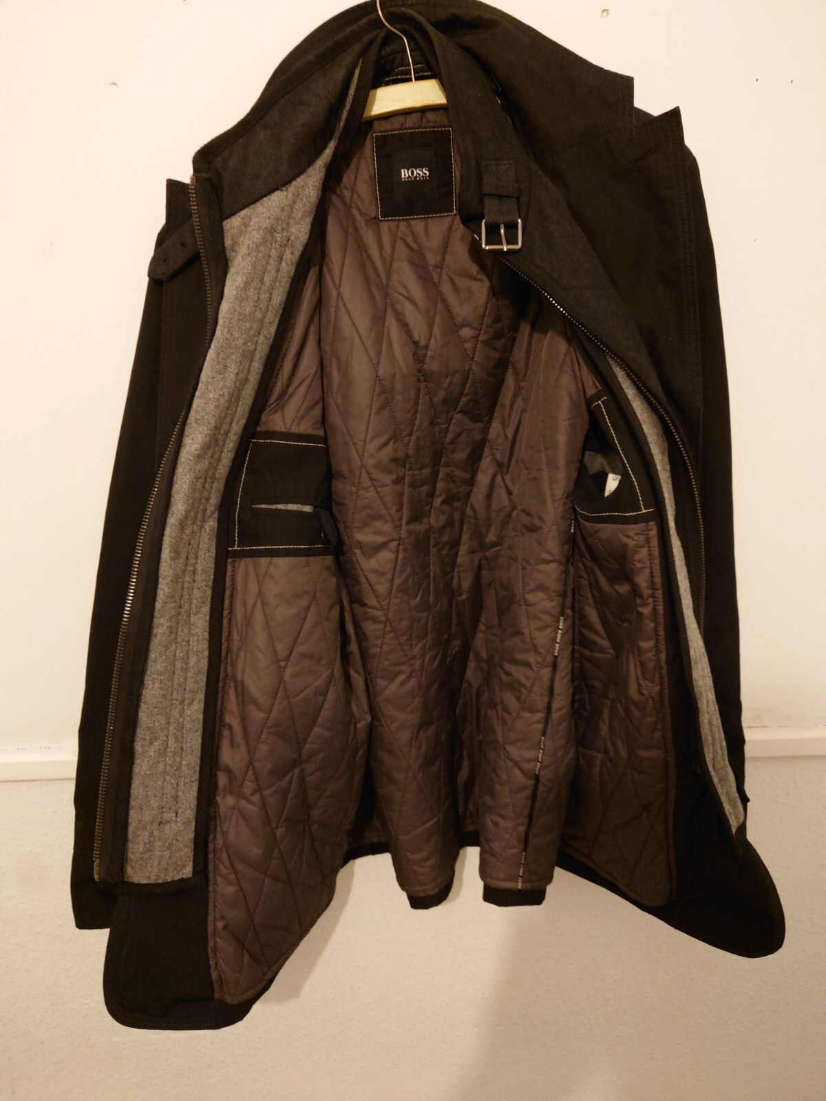 mens hugo boss winter coat medium black removable inner smart business