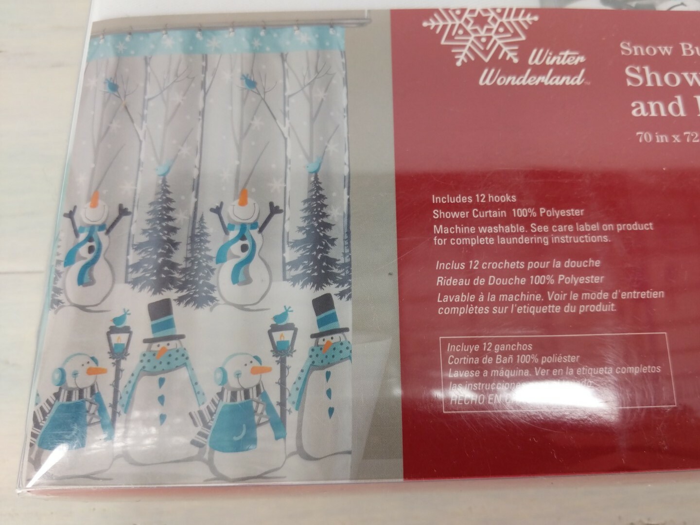 Winter Wonderland Christmas Snow Buddies Shower Curtain Hooks Snowman