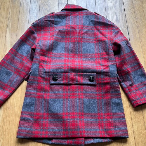 Burberry Girls 10Y NEW Red Gray Plaid Agnella Wool Blend Double-Breasted Coat - Picture 18 of 18