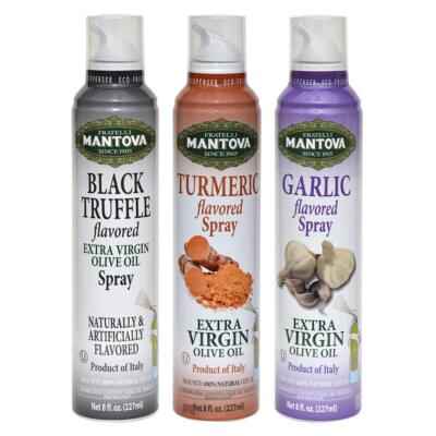 Mantova Extra Virgin Olive Oil Spray Set 3 Flavors 8oz Pack of 3 Italy