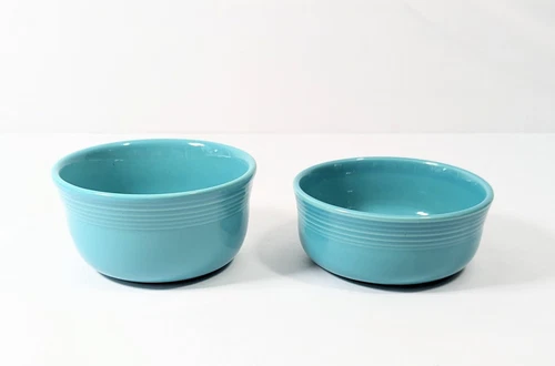 Lot Of 2 FIESTA Fiestaware TURQUOISE Chowder GUSTO Blue BOWLS Homer Laughlin