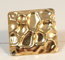Vintage 70's Modernist Textured Gold Tone Square Scarf Clip
