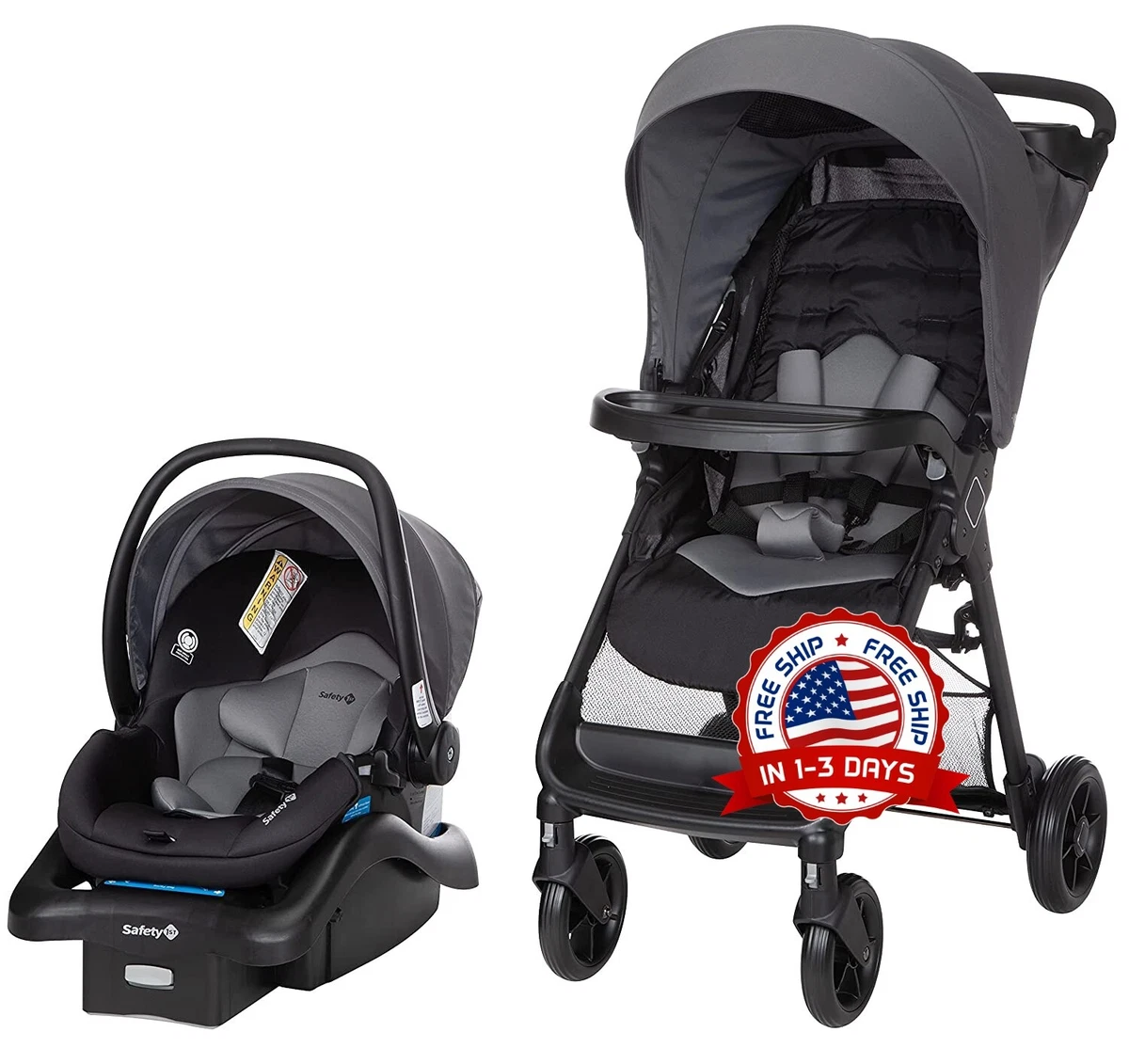 Coche Andador Y Silla De Carro Para Bebe Carriola Grey Baby Car Seat  Stroller US