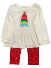 Infant Toddler Girls Christmas Tree Holiday Baby Outfit Leggings Shirt Set