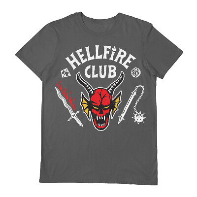 Stranger Things T-Shirt - Hellfire Club - Official Grey S/S Tee in 5 Größen