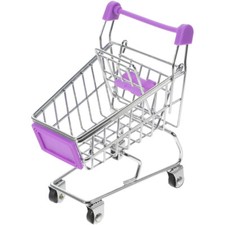 Novelty Mini Shopping Cart Style Storage Basket Desktop Organizer Random Color