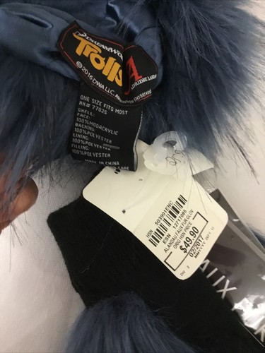 A Adrienne Landau Dreamworks Trolls Blue Faux Fur Hat and Fingerless Gloves NWT - Picture 8 of 10