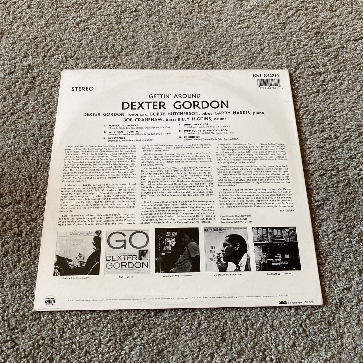 Dexter Gordon – Gettin' Around Blue Note BST 84204 DMM STEREO US