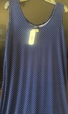 JOSTAR Slinky Travel Knit Knee Length Sleeveless TANK DRESS Navy/White Dots XL