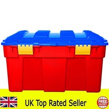 high grade 40lt plastic kids toy storage box with clip-on lid