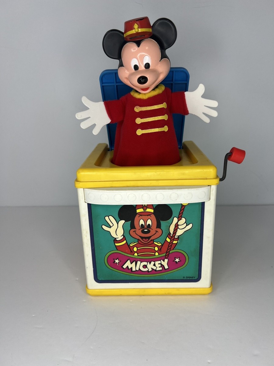 Mattel Disney Mickey Mouse Jack-in-the-Box Working 1987 Mattel Disney Mickey Mouse Jack-in-the-Box Working 1987