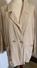 New Women’s Monki Double-breasted Beige Blazer With Roomy Pockets Size Xl
