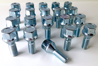 Car wheel bolts nuts lugs M12 x 1.5 - M12x1.5, 19mm Hex, taper seat x 20