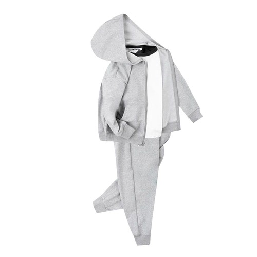 Kids Boys Girls Outfit Solid Color Tracksuit Pockets Hooded Long Sleeve Jacket - Picture 17 of 27