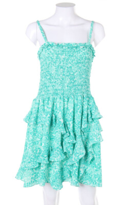 SEED Dress Volants Flowers US 10 = D 40 green NEW