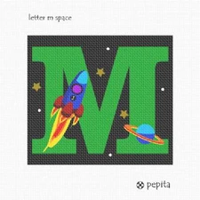 Letter M Space Needlepoint Kit or Canvas