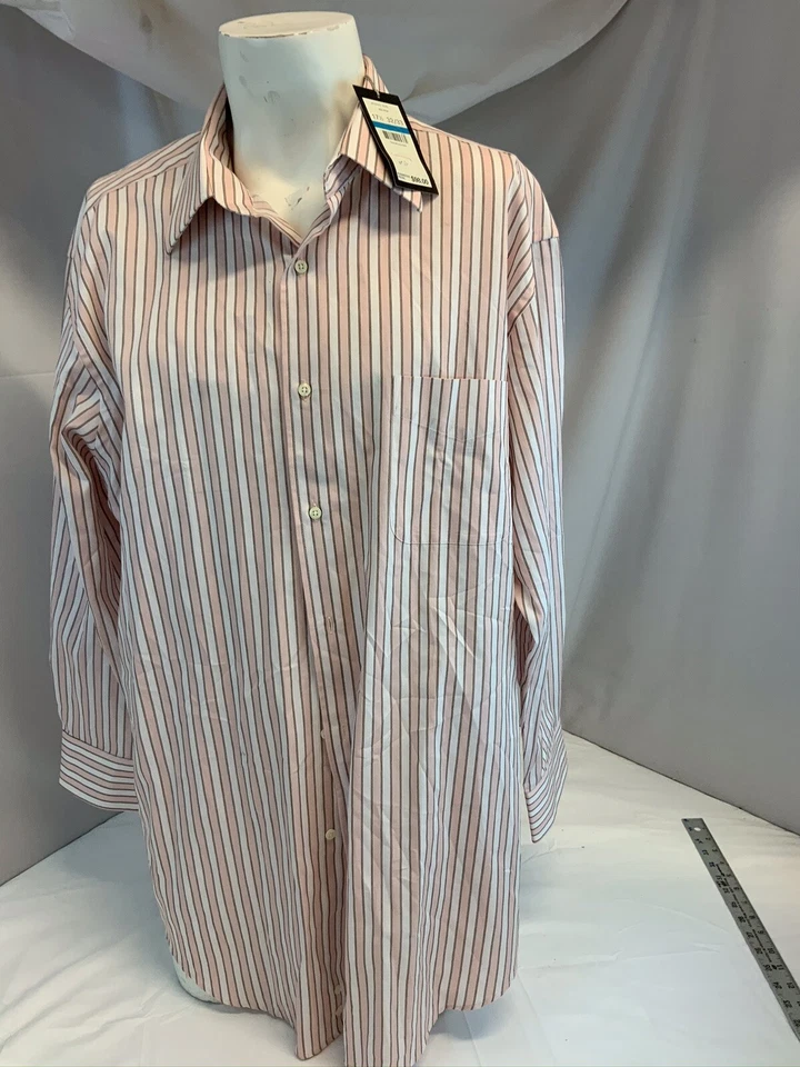 Camisa Joseph Abboud 17.5 33 Rosa Rayas Algodón Hong Kong Nueva con Etiquetas $98 YGI H0-232 Foto 2 de 4