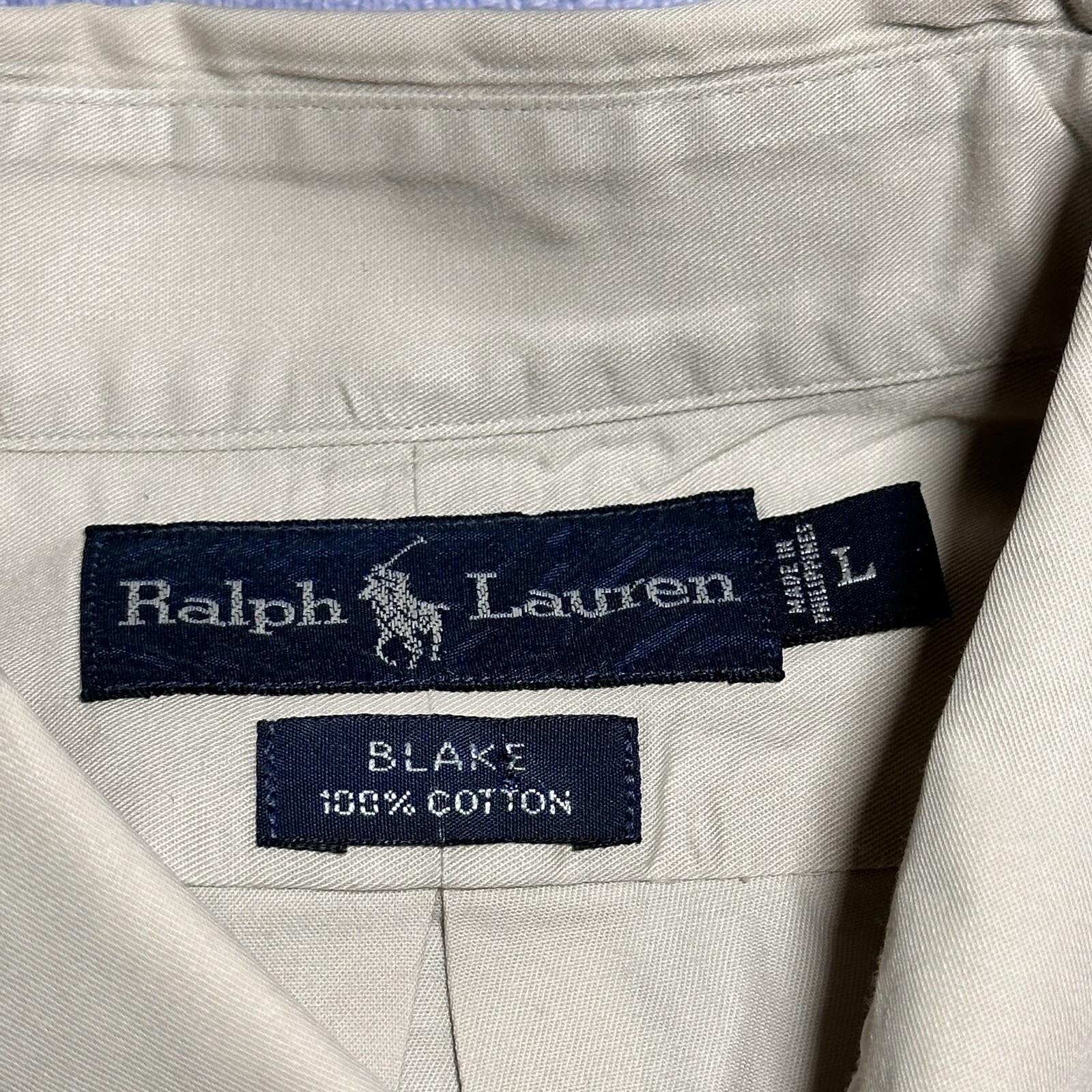 Ralph Lauren Solid Light Beige Button Down Cotton… - image 8