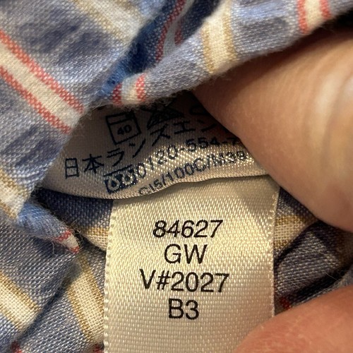 Lands’ End Seersucker Shirt Large Tall 16-16.5 Button Down Striped Short Sleeve - Picture 7 of 7