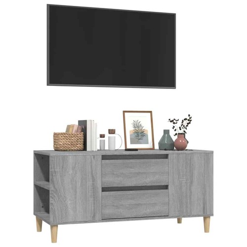 NNEVL TV Cabinet Grey Sonoma 102x44.5x50 cm Engineered Wood - Picture 4 of 10