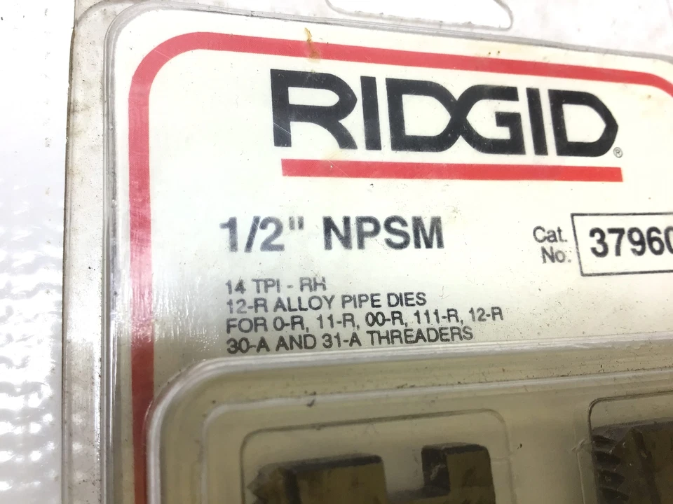 Ridgid 37960 Alloy Pipe Dies 1/2"NPSM 14 TPI-RH for 0R/11R/00R/111R/12R/30A/3... - Image 3 of 4