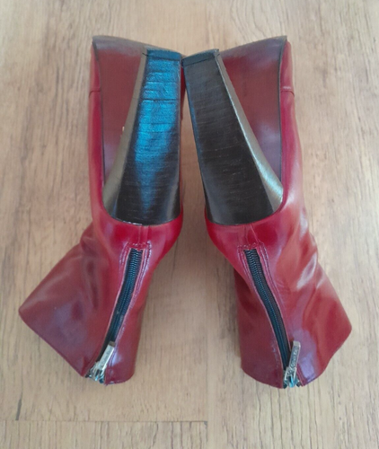 Calvin Klein Red All Leather Vintage Soft Leather Ankle Boots Size 6B VGC - Picture 12 of 24