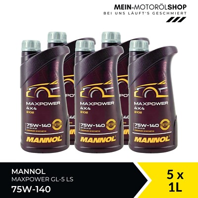 Mannol Maxpower Getriebeöl 4x4 75W-140 API GL-5 LS 5x1 Liter = 5 Liter
