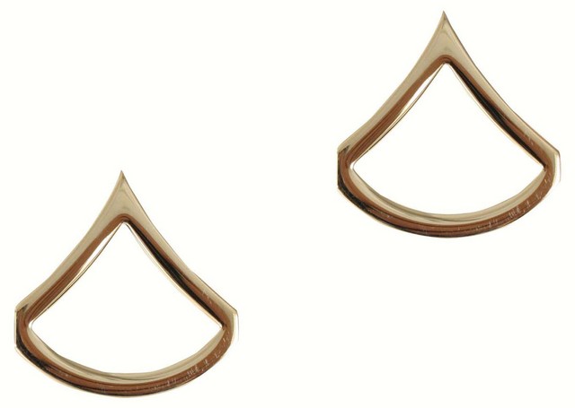 US Army Private 1st First Class E3 Insignia Gold One Pair Military 