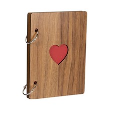 Wooden Scrapbook Album, 6x4 inch Photo Album,with 15 Black Pages,Wooden