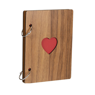 Wooden Scrapbook Album, 6x4 inch Photo Album,with 15 Black Pages,Wooden