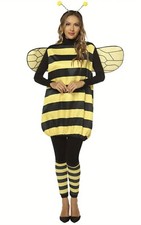 Halloween Bee Dress Cosplay Costume With Wings, Headband, Leg Sleeves