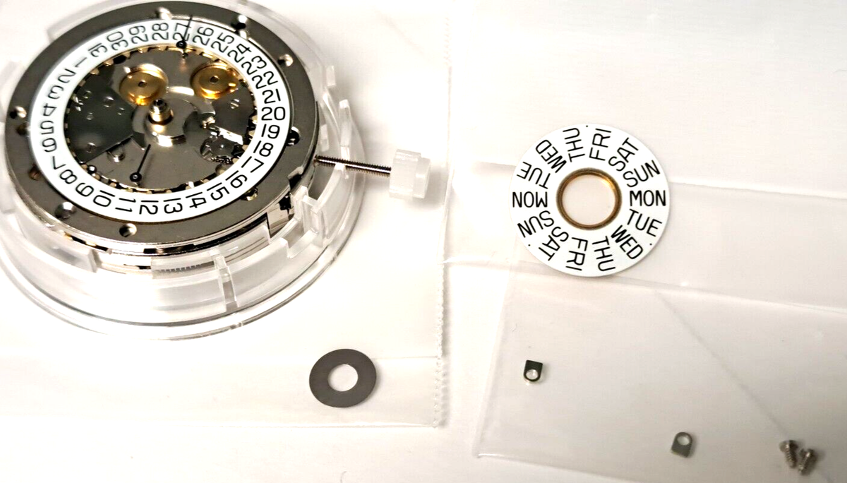 ETA 7750 Movement chrono auto NEW w/clamps DAY/DATE Valjoux 7750