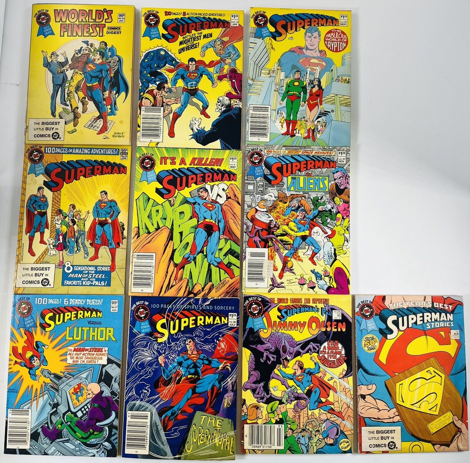 LOT OF 10 SUPERMAN BEST OF DC #20-50 RUN BLUE RIBBON DIGEST DC 1982