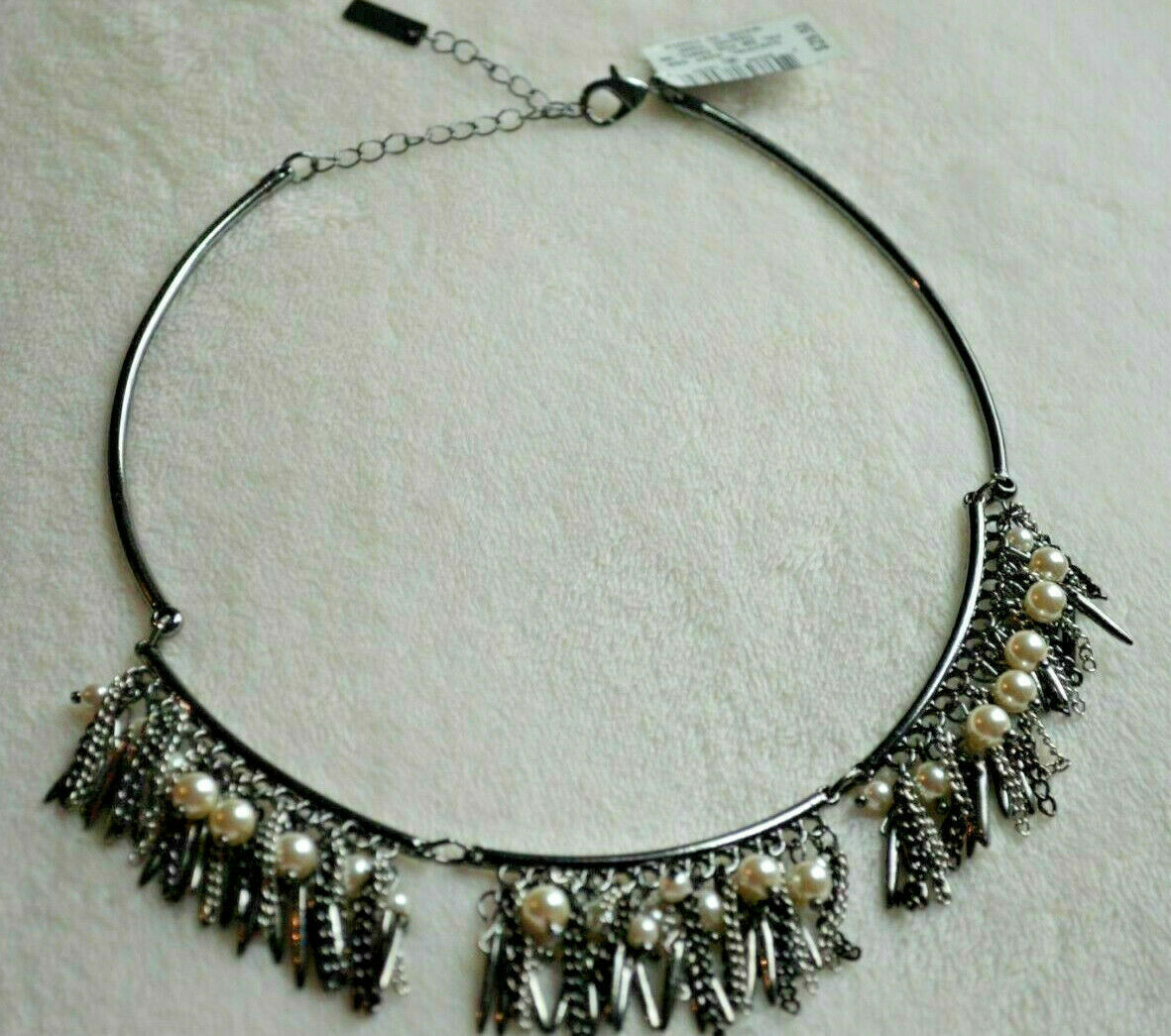 INC INTERNATIONAL CONCEPTS Gunmetal Silver Short Necklace w Pearls 4190₽