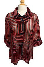 Damee Black Mesh /red Striped Jacket Size Large Nwt