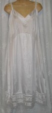 VTG NEW SZ 44 VELROSE WHITE LACE TRIM SILKY NYLON FULL SLIP DRESS