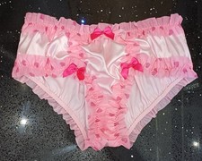 Vintage Style Sissy Silk Satin French Frilly Knickers CD TV Panties  4XL  UK 24