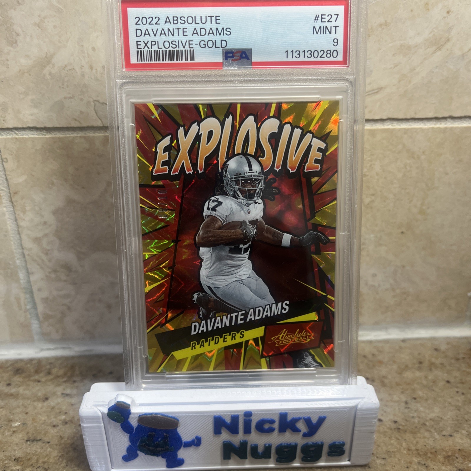 2022 Absolute Davante Adams Gold Explosive #E27 8/10 PSA 9 Raiders Rams Ssp