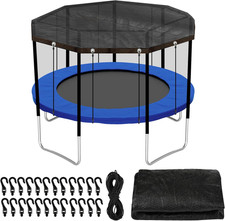 Black Round 12FT Trampoline Cover - 90 Sunblock Shade with Hooks