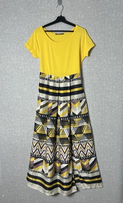 Weekend Max Mara Gelb Geometrisches Muster Kurzarm Kleid Größe M/L
