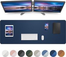 55x17 Inch Midnight Blue Leather Desk Pad Protector Large Mouse Pad Mat