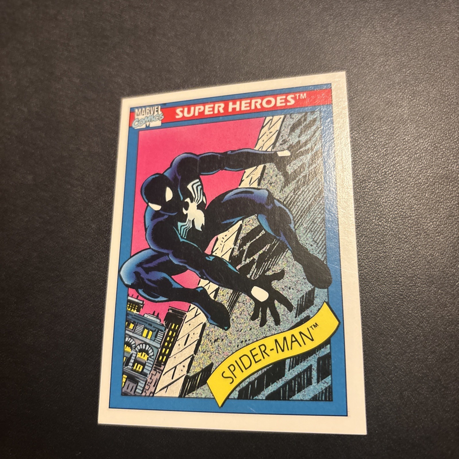 1990 Impel Marvel Universe Super Heroes #2 Spider Man Black