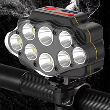 Super Bright 8 LED Bike Light USB Rechargeable Bicycle Front Headlight Waterprof