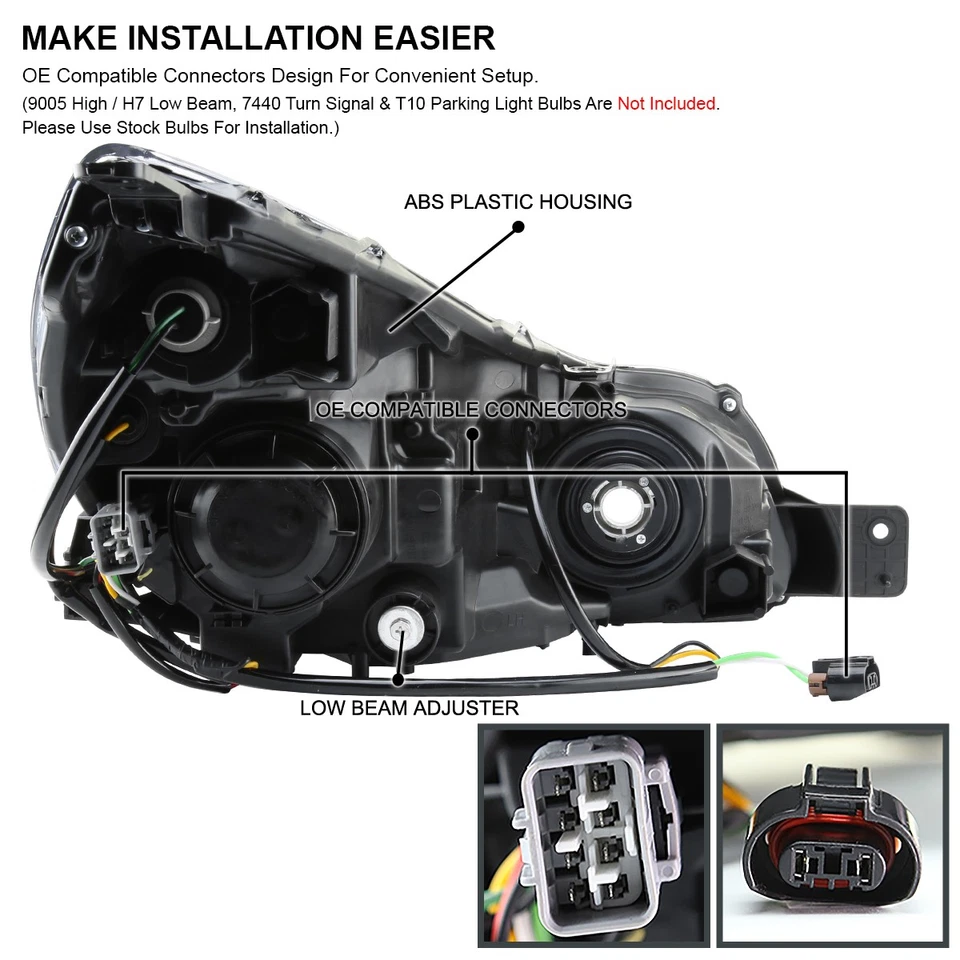 Black Fits 2010-2014 Subaru Legacy Outback Projector Headlights Lamps Left+Right Foto 4 de 4