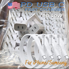 For iPhone 16 15 14 13 12 11 Samsung USB C 40W Fast Charger Adapter PD Cable Lot