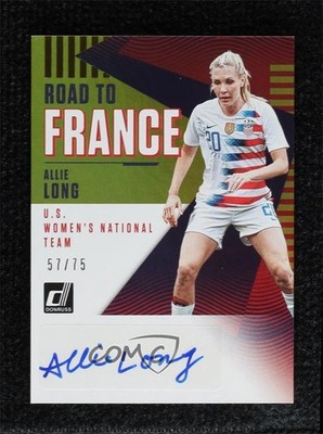 2018-19 Panini Donruss Road to France Gold 57/75 Allie Long #RF-AL Auto v9t