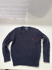 Polo Ralph Lauren Youth Boys Size 4 Blue Ribbed Sweater Knit Red Pony