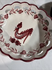 Vnt Portugal Majolica Pottery Red Rooster Oval Serving Plate Hand-painted