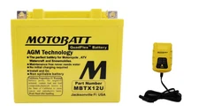MotoBatt MBTX12U 14Ah AGM Battery bundle with MotoBatt PDCT1 12V/6V 1A Charger