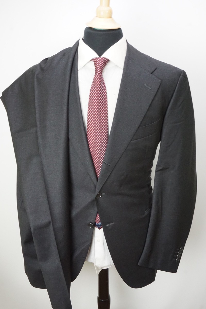 Sartoria Attolini ジャケット 46 Sartoria Attolini Solid Gray S100s Wool 2 Pc Suit Jacket Pants Sz
